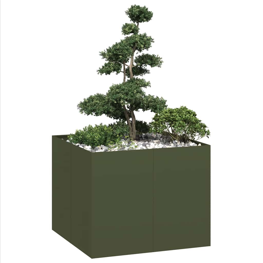 CASFORD Planter Olive 100x100x80 cm Steel - Green