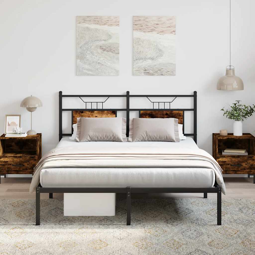 Bedframe Smoked Oak 150x200cm King Size Engineered Wood