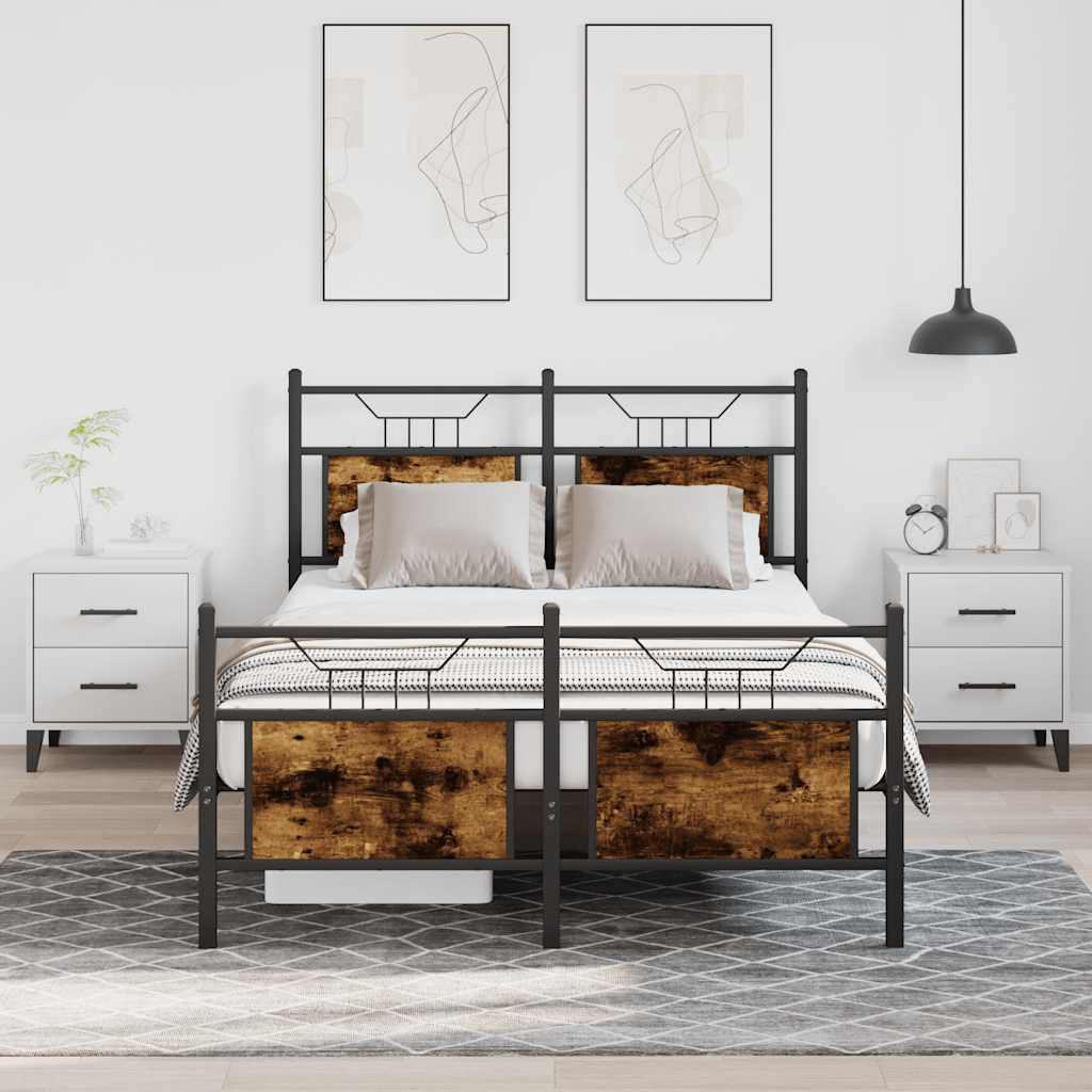 Bedframe Smoked Oak 120x200cm Engineered Wood