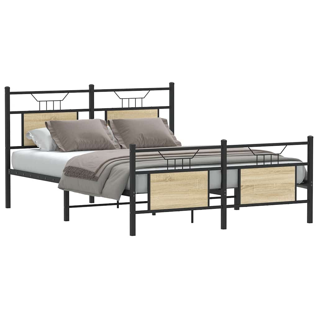Bedframe Sonoma Oak 140x190cm Engineered Wood