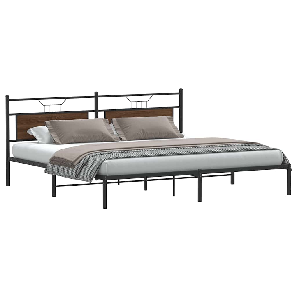 Bedframe Brown Oak 193x203cm Engineered Wood