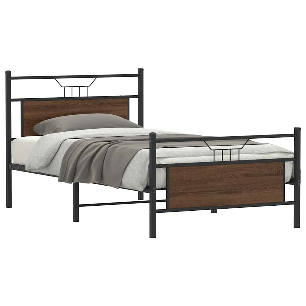 Bedframe Brown Oak 107x203cm Engineered Wood