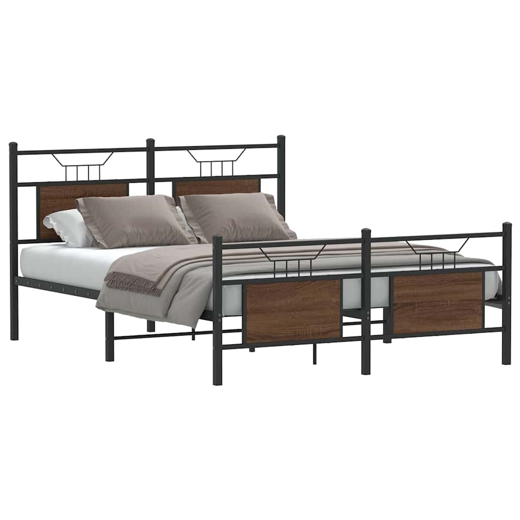 Bedframe Brown Oak 150x200cm King Size Engineered Wood