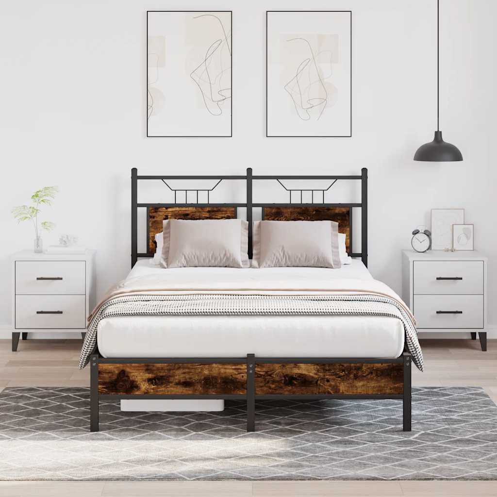 Bedframe Smoked Oak 120x200cm Engineered Wood
