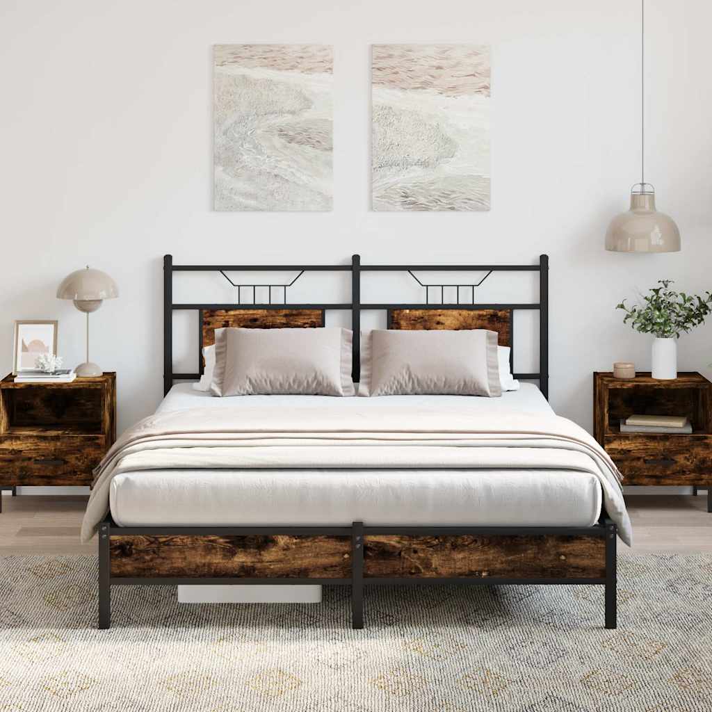 Bedframe Smoked Oak 137x190cm Engineered Wood