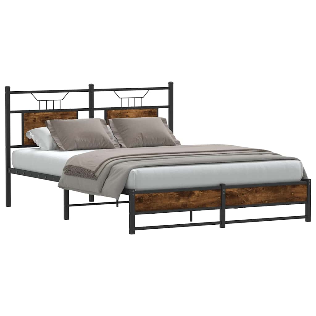 Bedframe Smoked Oak 150x200cm King Size Engineered Wood