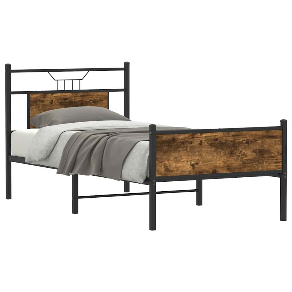 Bedframe Smoked Oak 90x200cm Engineered Wood