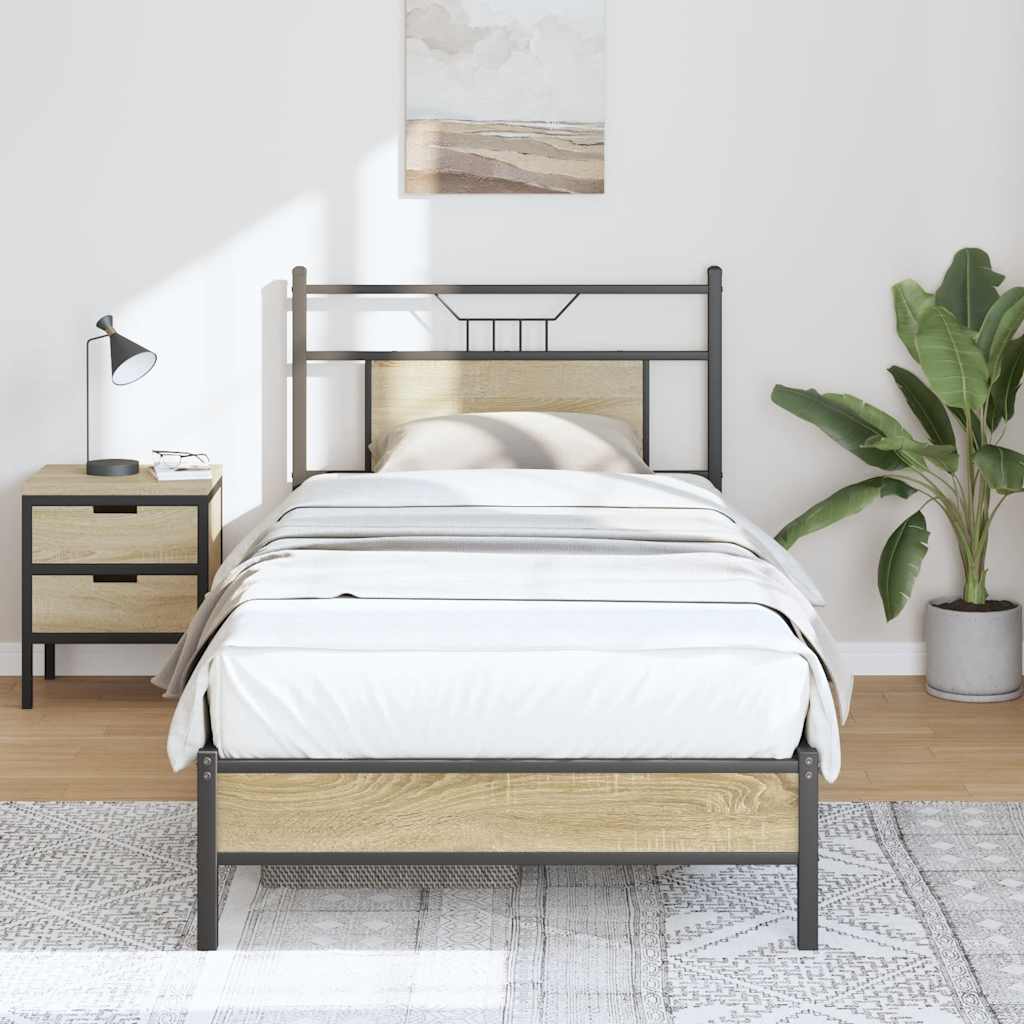 Bedframe Sonoma Oak 75x190cm Small Single Engineered Wood