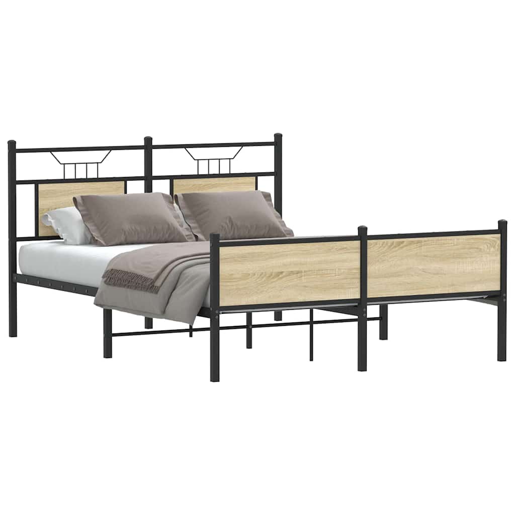 Bedframe Sonoma Oak 150x200cm King Size Engineered Wood