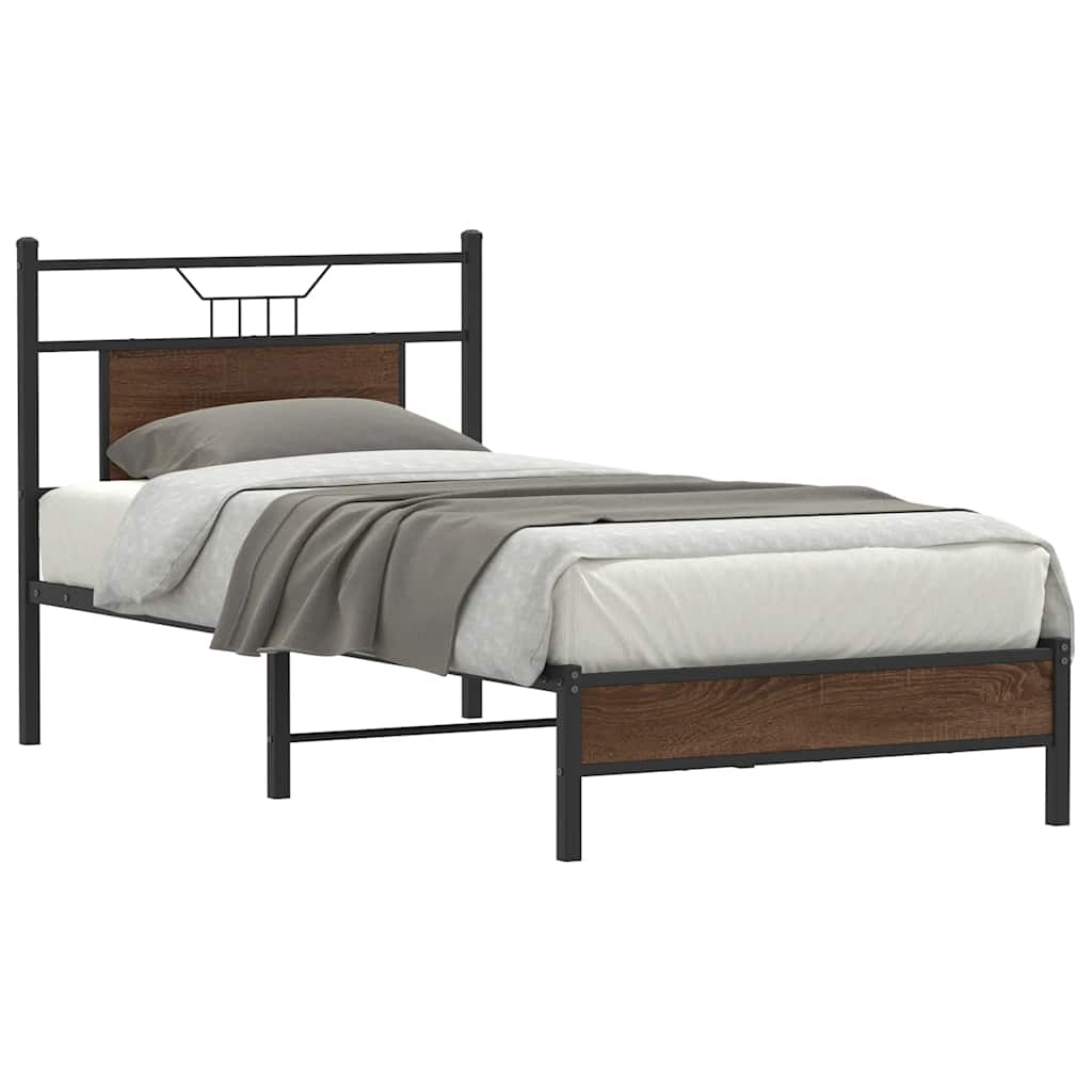 Bedframe Brown Oak 80x200cm Engineered Wood