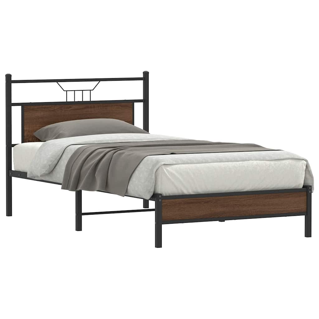 Bedframe Brown Oak 100x190cm Engineered Wood