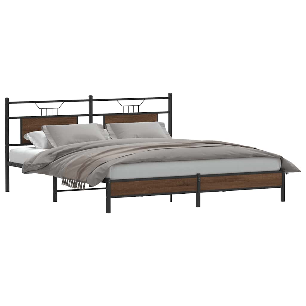 Bedframe Brown Oak 160x200cm Engineered Wood
