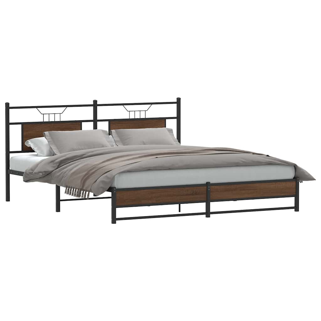 Bedframe Brown Oak 160x200cm Engineered Wood