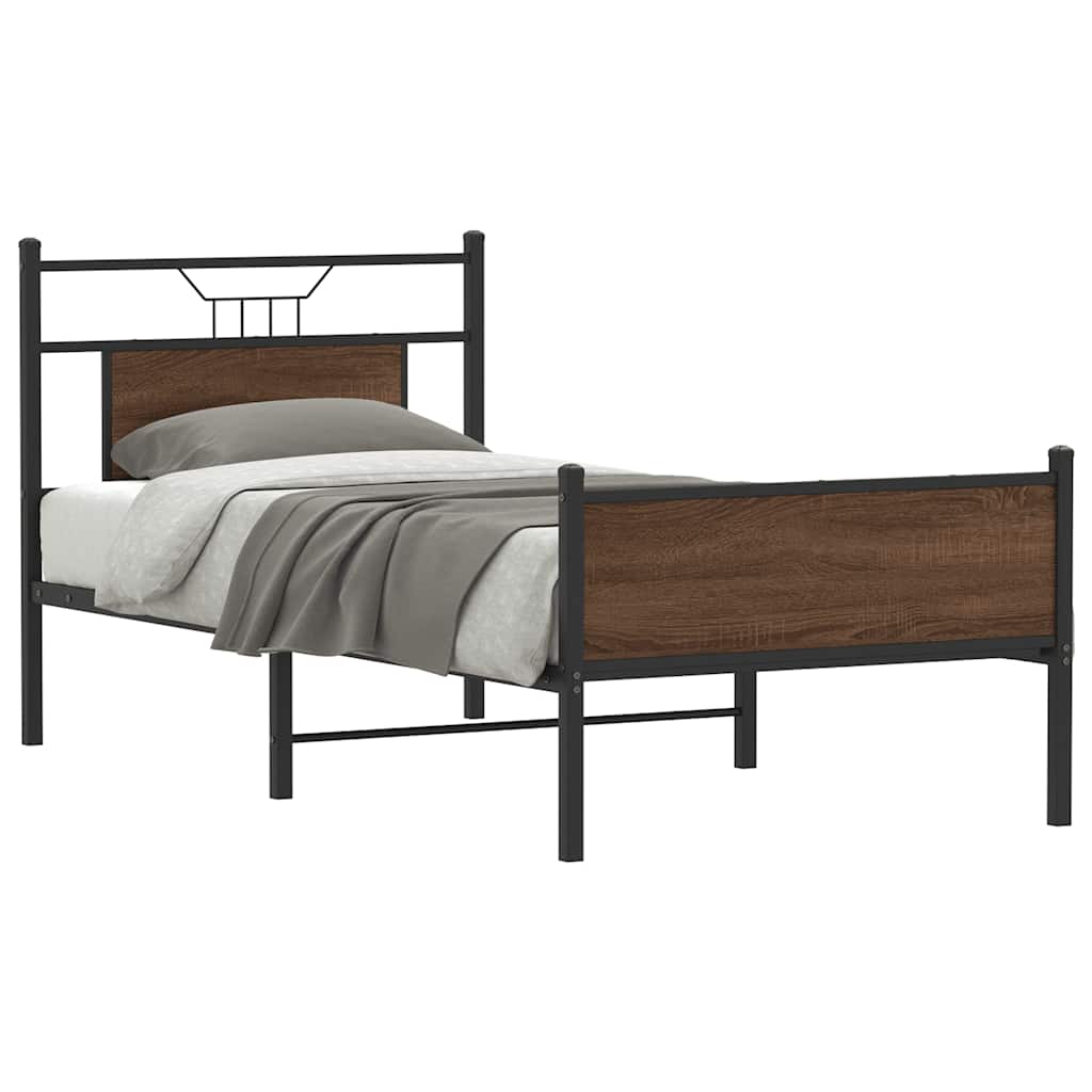 Bedframe Brown Oak 75x190cm Small Single Engineered Wood