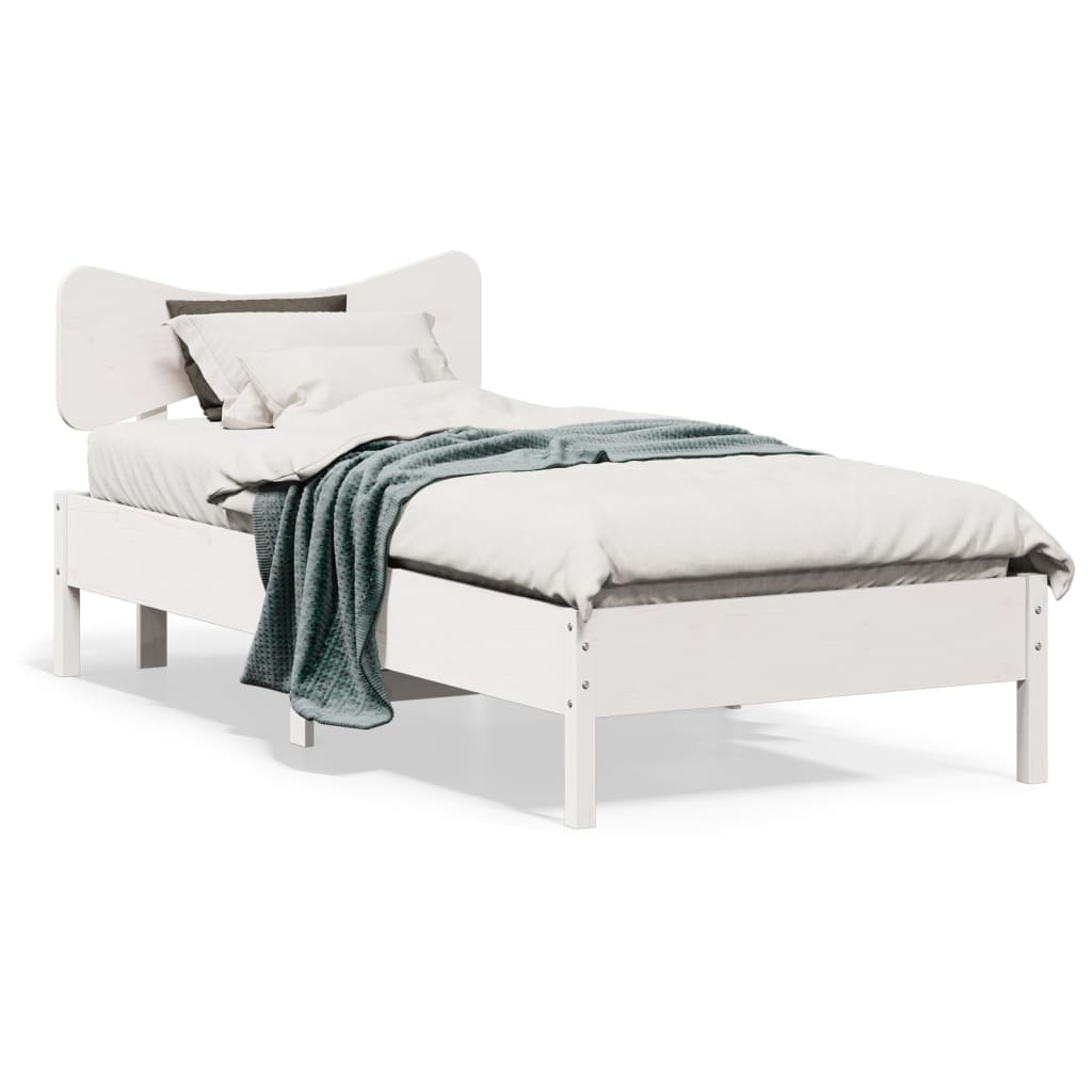 Bedframe White 100x200cm Solid Wood Pine