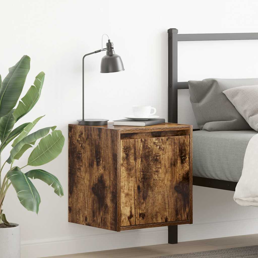 Wall-Mounted Bedside Cabinets 2 Pieces Smoked Oak 38x34x40 cm