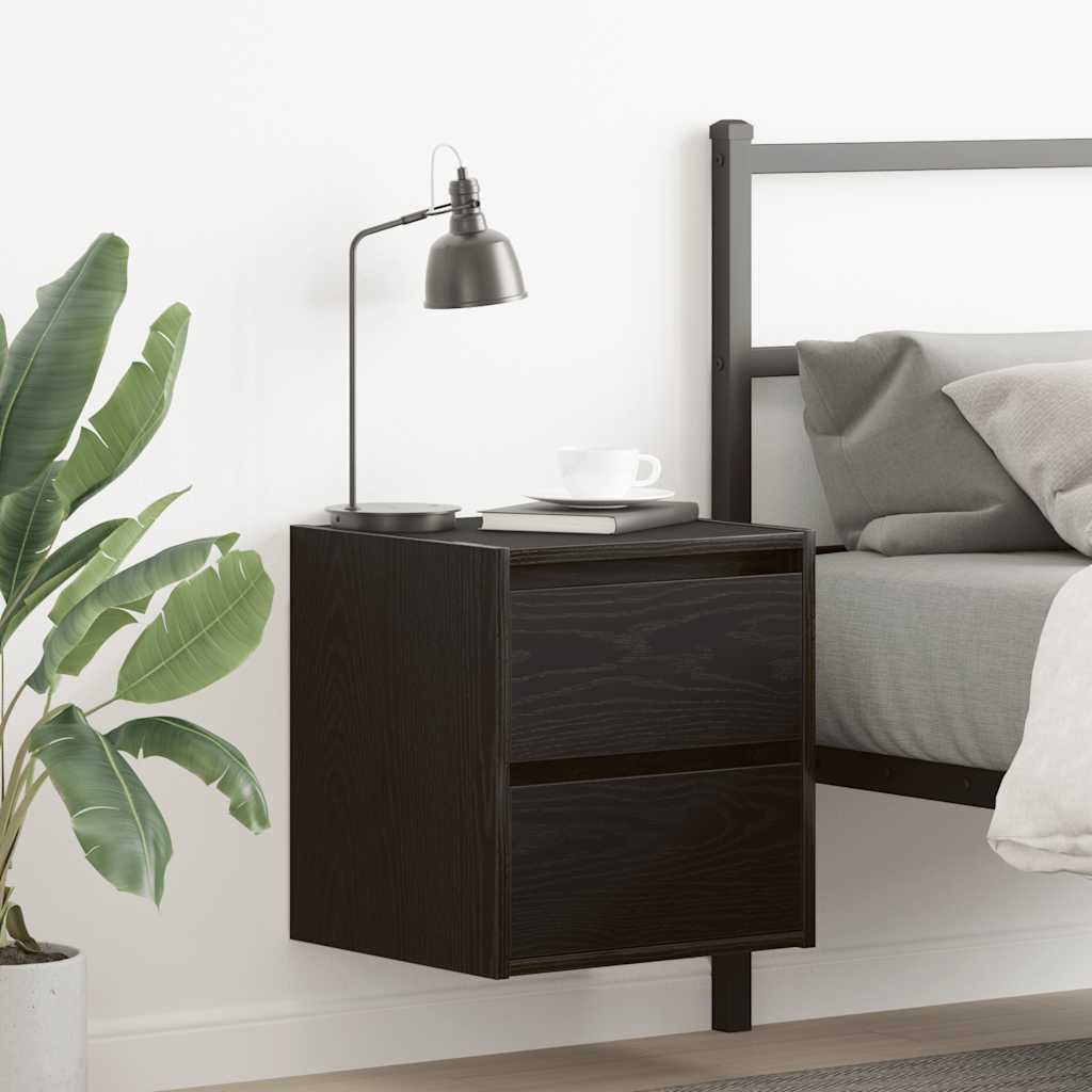 Wall-mounted Bedside Cabinets 2 Pieces Black Oak 38x34x40 cm