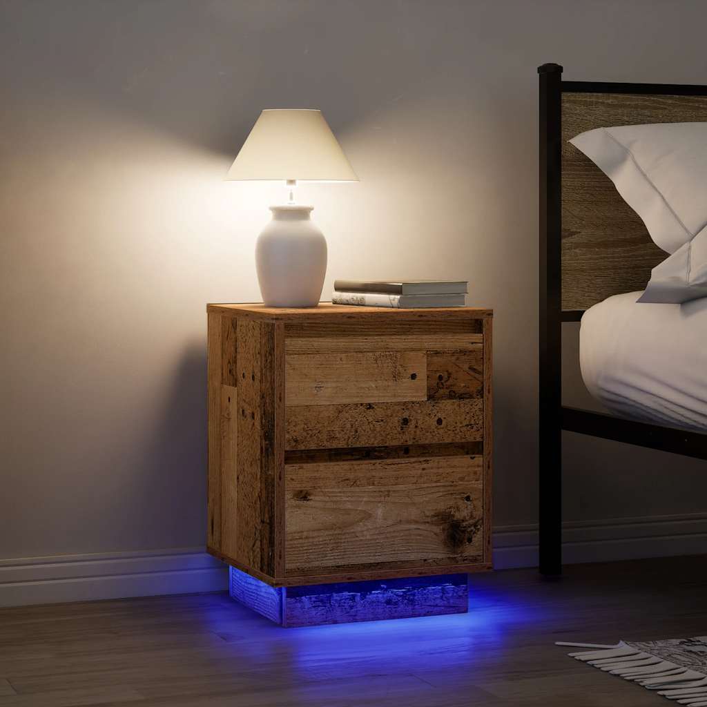 Bedside Cabinets with LED Lights 2 pcs Old Wood 38x34x50 cm