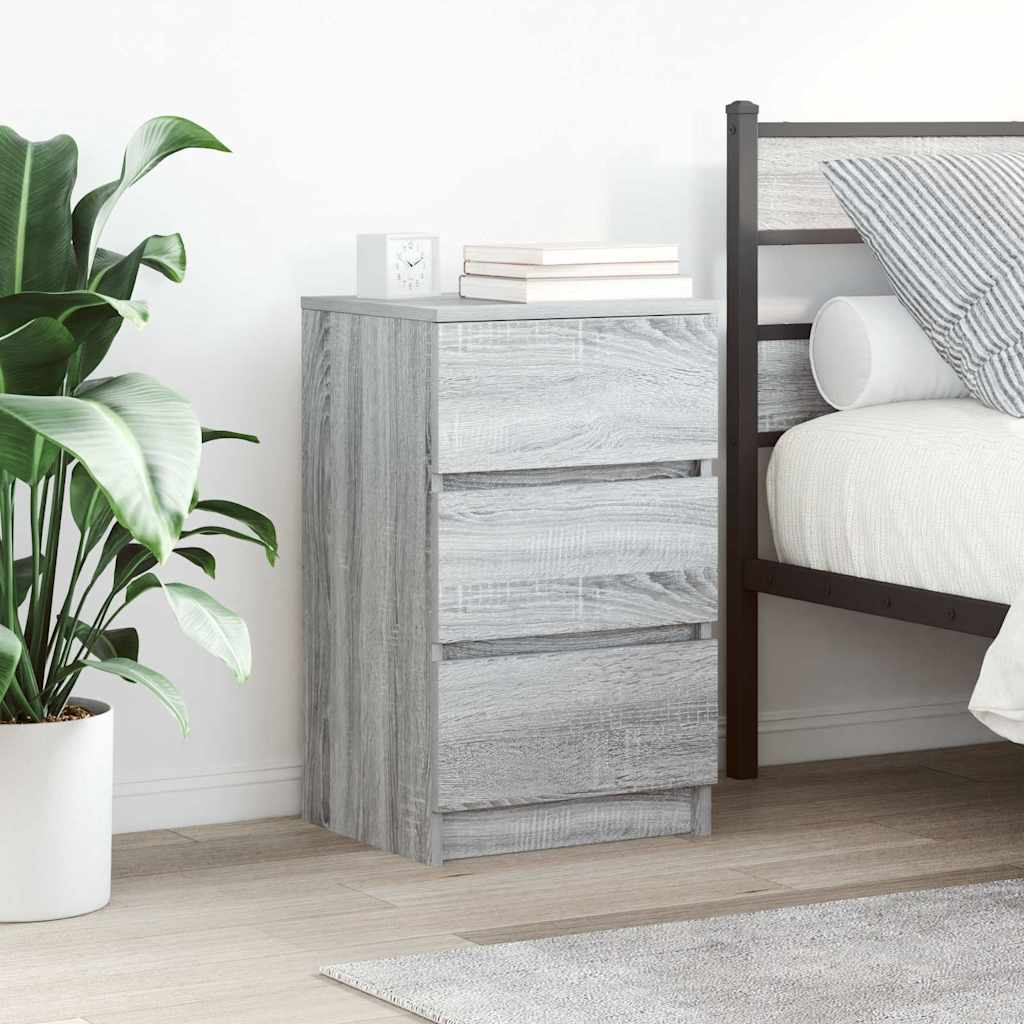 Bedside Cabinets with 3 Drawers 2 Pieces Grey Sonoma 39x35x65 cm