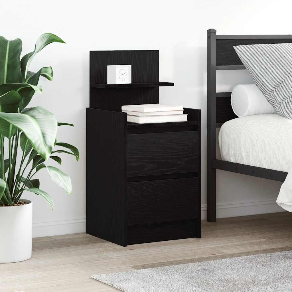 Bedside Cabinets with 2 Drawers 2 Pieces Black 38x34x80 cm