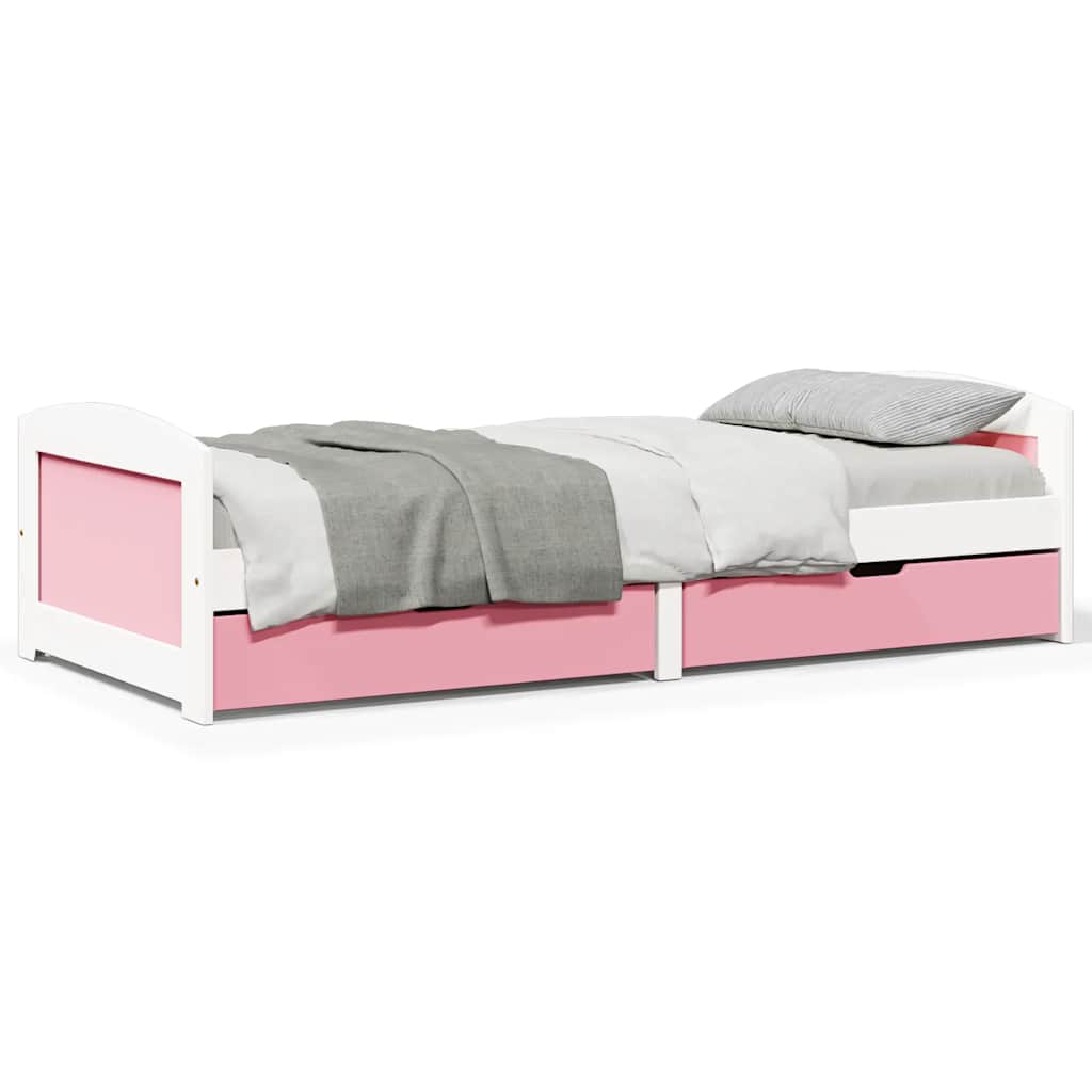 Daybed with 2 Drawers IRUN White and Pink 90x200cm