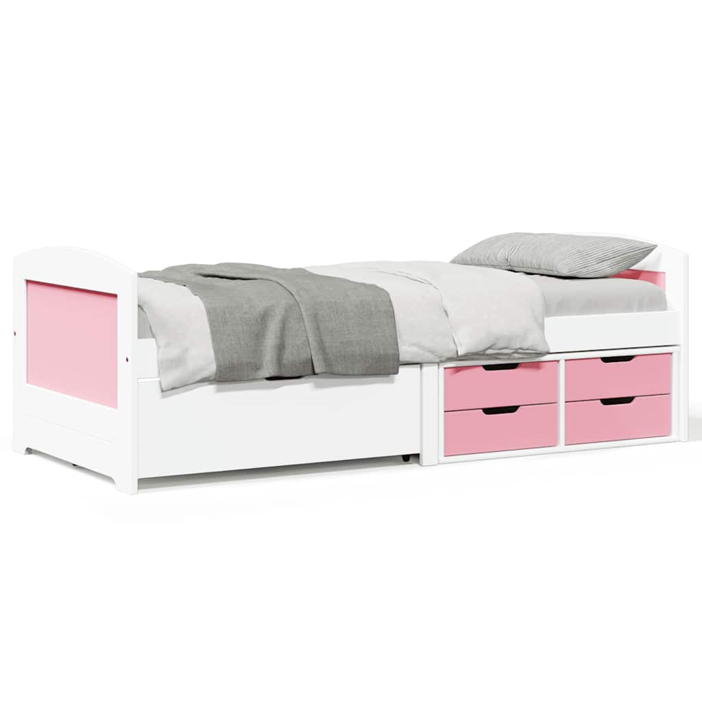 Daybed with 5 Drawers IRUN White and Pink 90x200cm