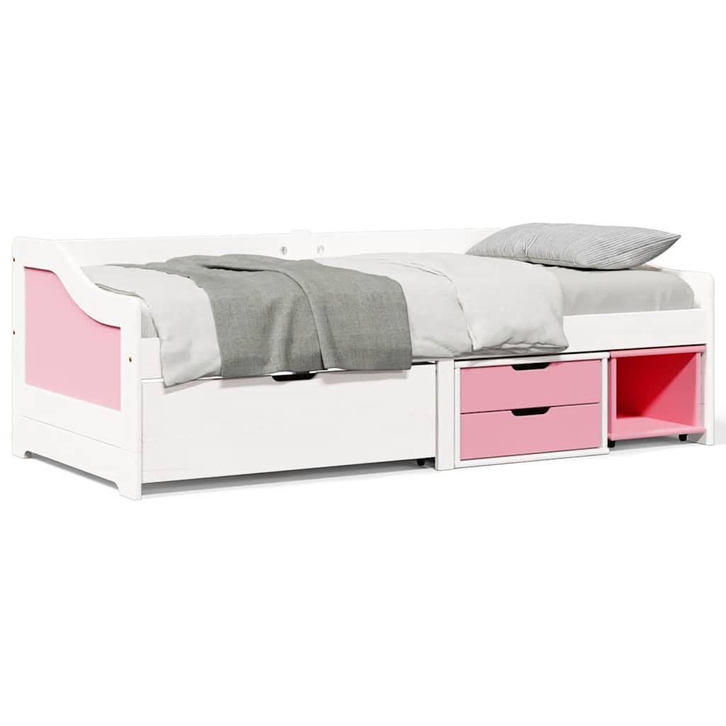 Daybed with 3 Drawers IRUN White and Pink 90x200cm