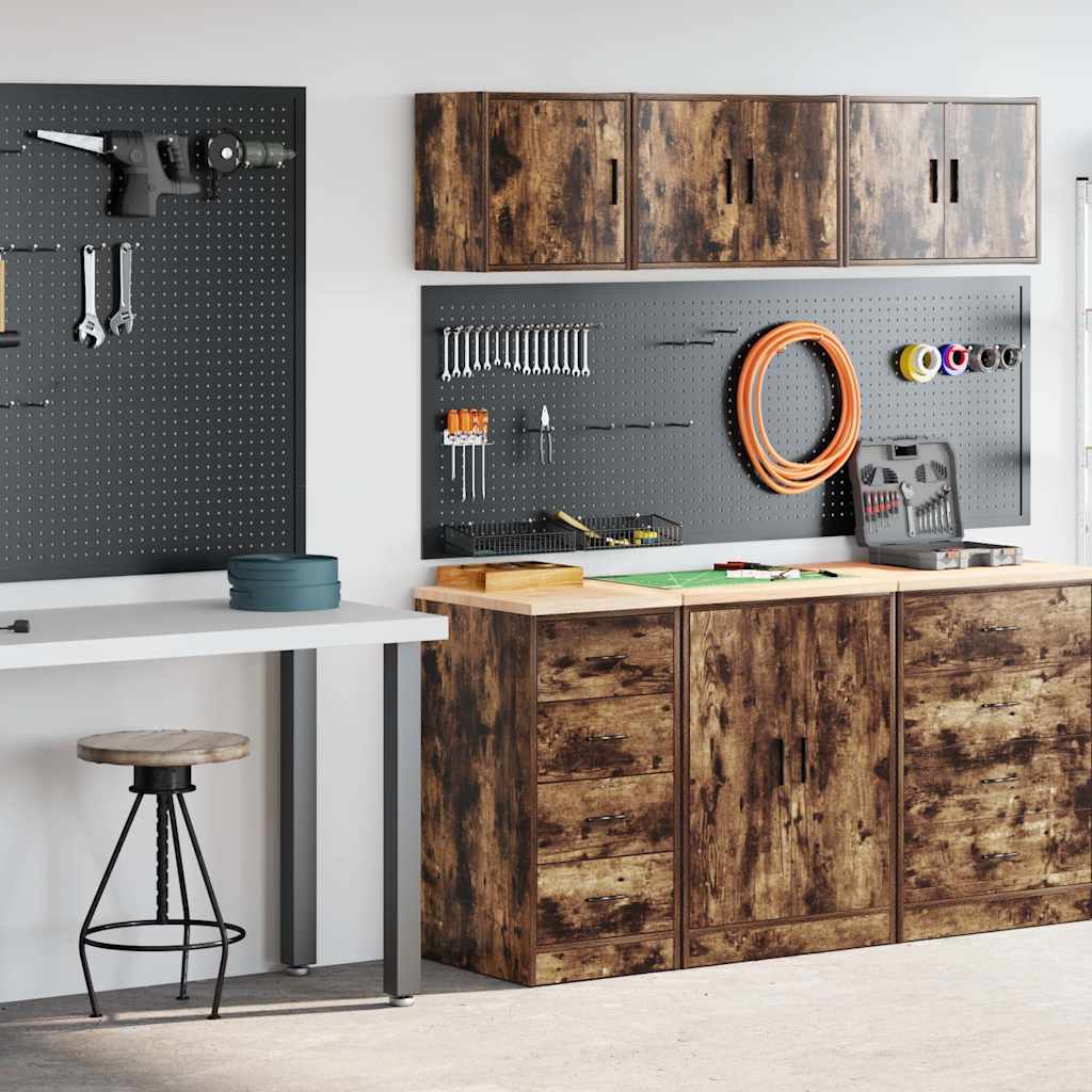 Garage Cabinets 2 pcs Smoked Oak Engineered Wood