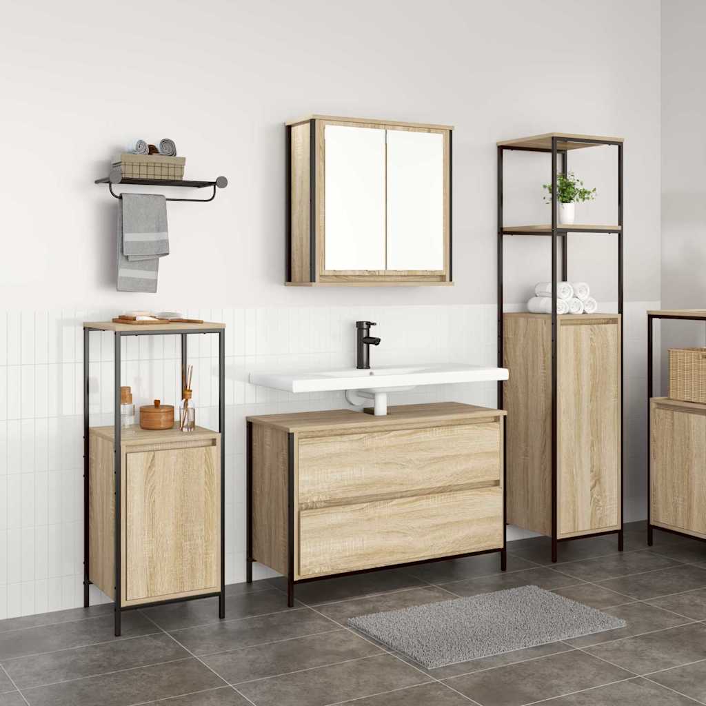 3 Piece Bathroom Furniture Set Sonoma Oak Engineered Wood