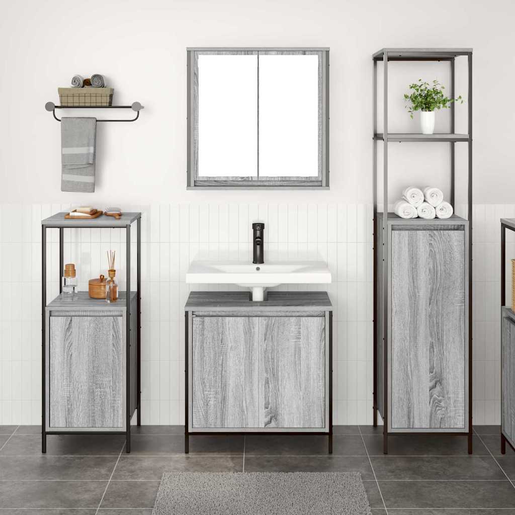 3 Piece Bathroom Furniture Set in Grey Sonoma Engineered Wood