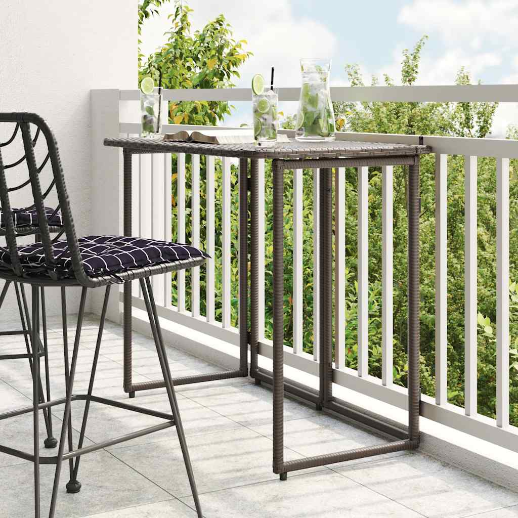 THACOVE Folding Garden Table 90x51x75 cm Poly Rattan - Brown