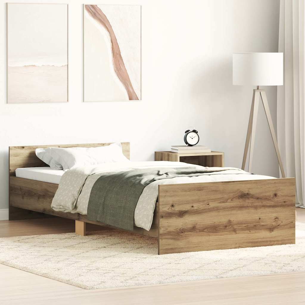 Bedframe Artisan Oak 100x200cm Engineered Wood