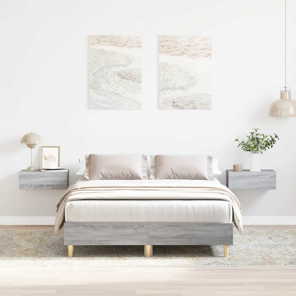 Bedframe Grey Sonoma 120x200cm Engineered Wood