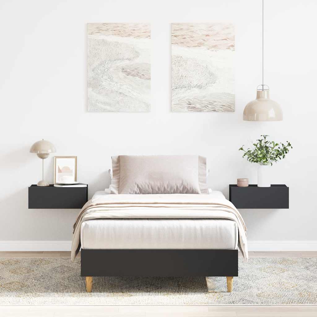 Bedframe Black 100x200cm Engineered Wood