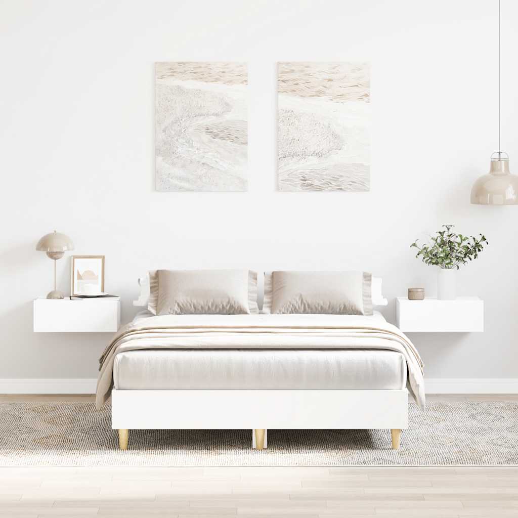 Bedframe White 135x190cm Double Engineered Wood