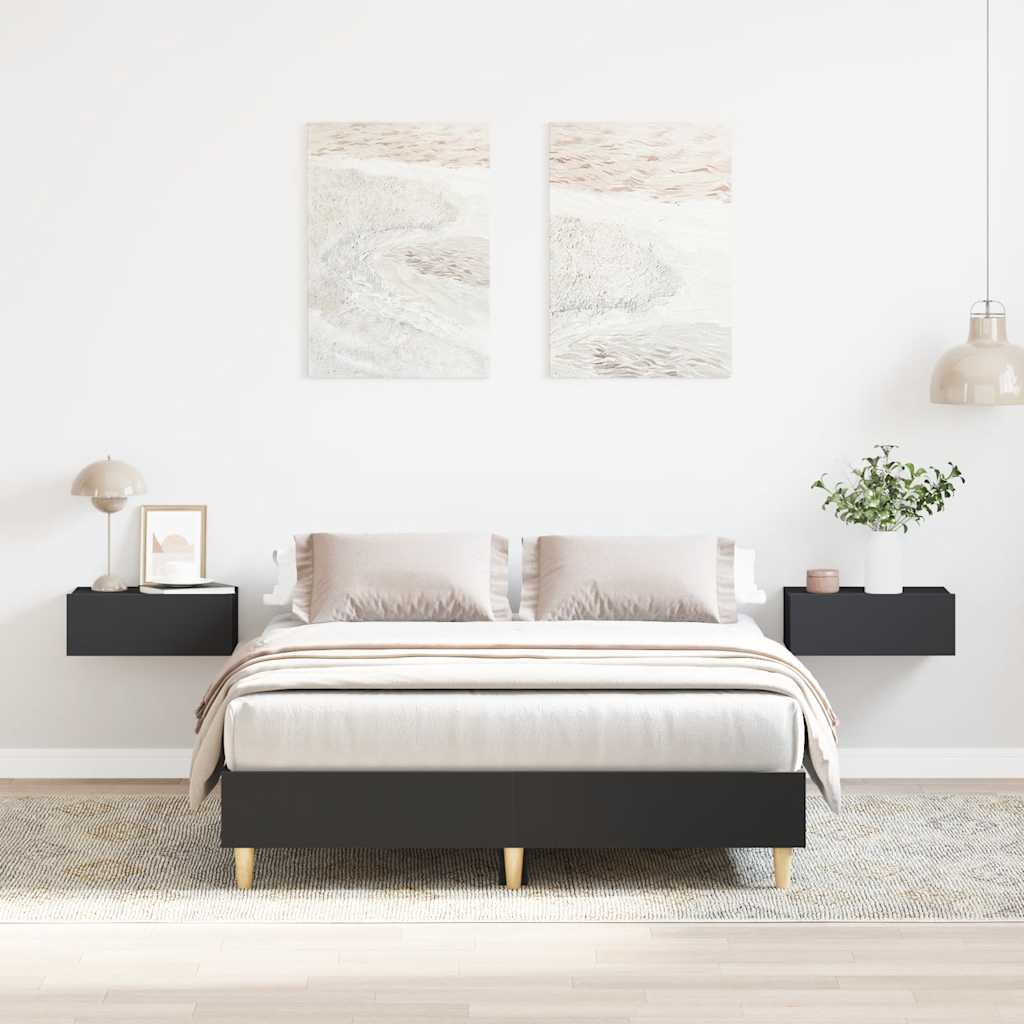 Bedframe Black 120x190cm Small Double Engineered Wood