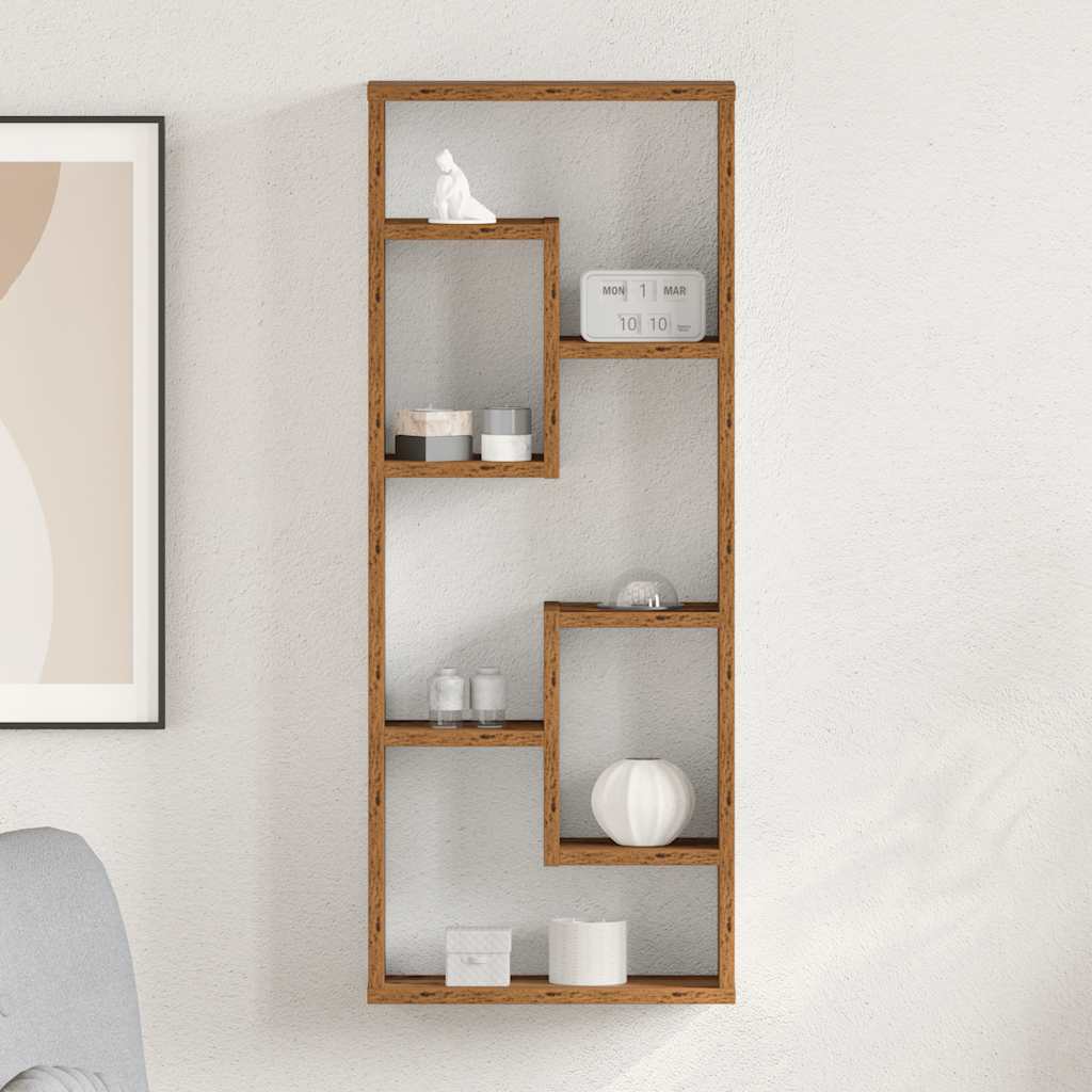 Wall Shelf Old Wood 36x16x90 cm Engineered Wood