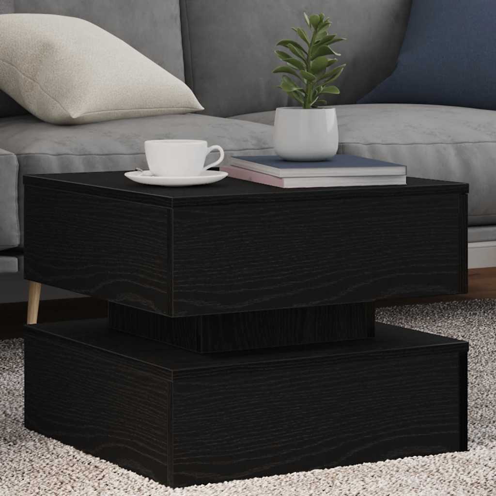 Coffee Table with LED Lights Black Oak 50x50x40 cm