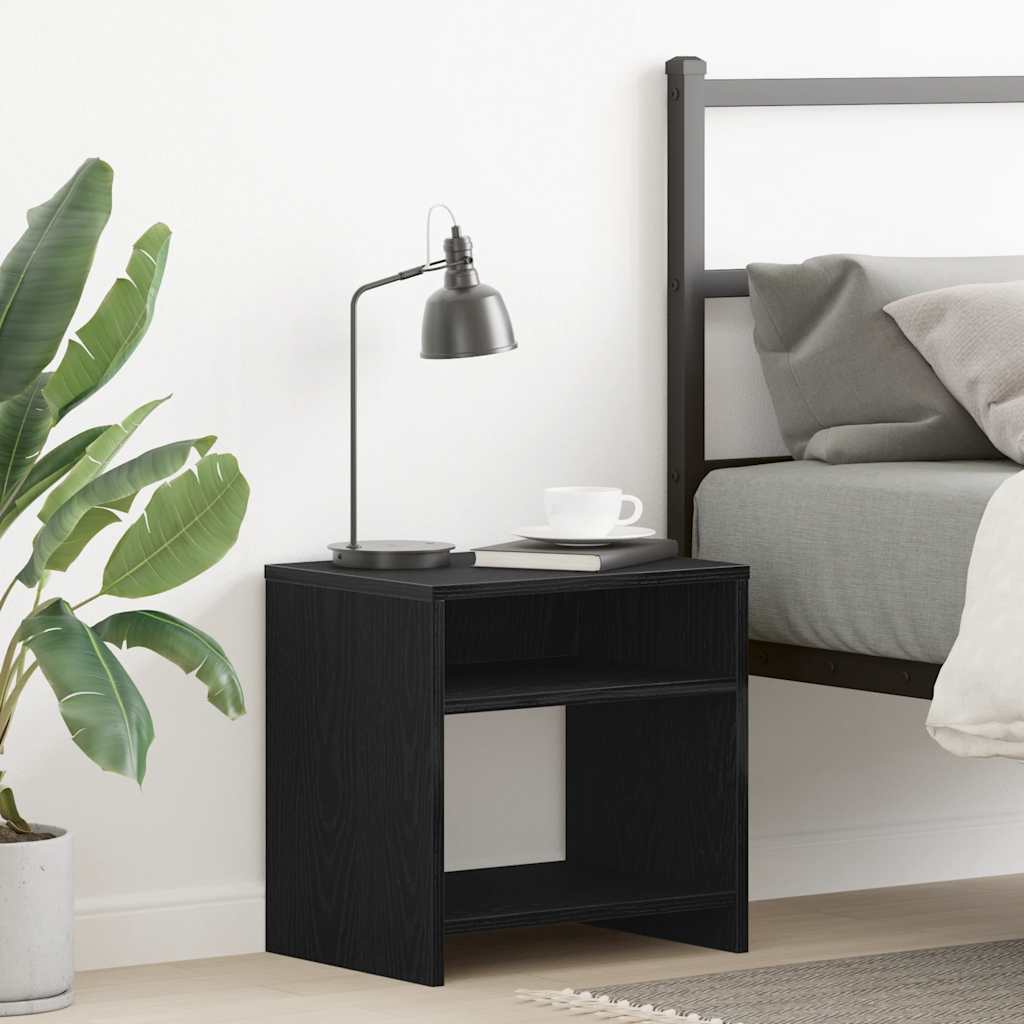 Bedside Cabinet Black Oak 40x30x40 cm Engineered Wood