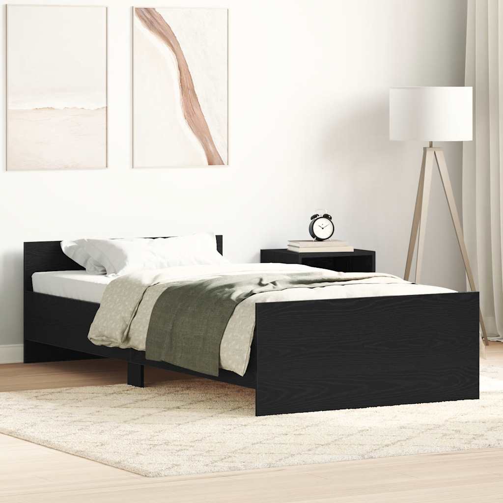 Bedframe Black Oak 100x200cm Engineered Wood