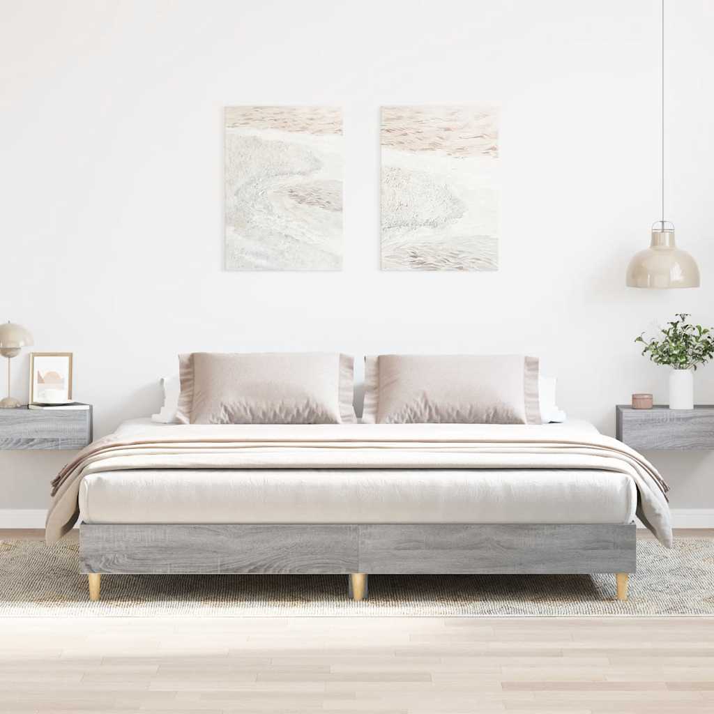 Bedframe Grey Sonoma 200x200cm Engineered Wood