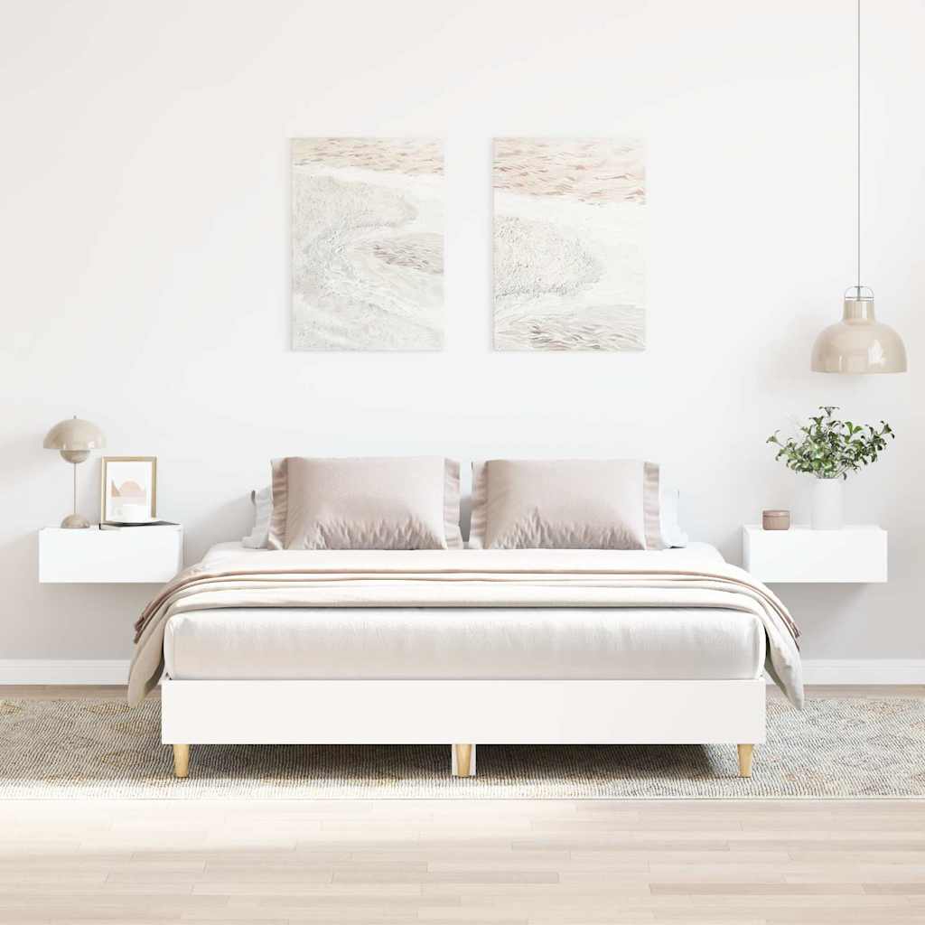 Bedframe White 150x200cm King Size Engineered Wood
