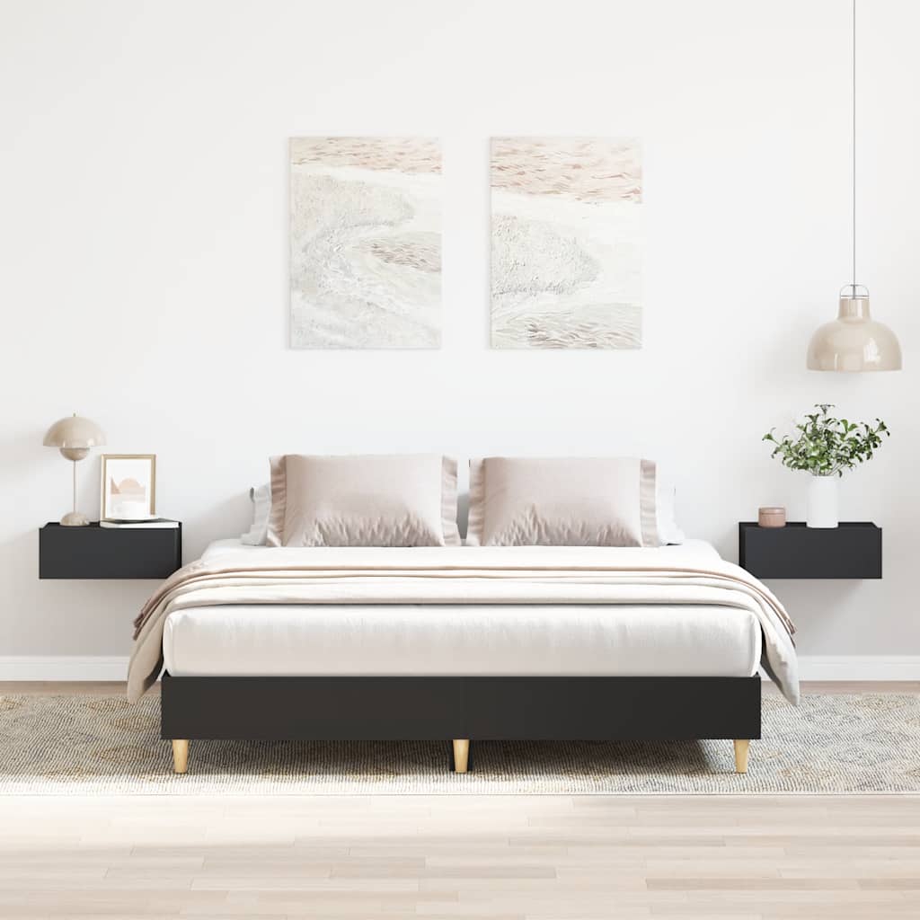 Bedframe Black 150x200cm King Size Engineered Wood
