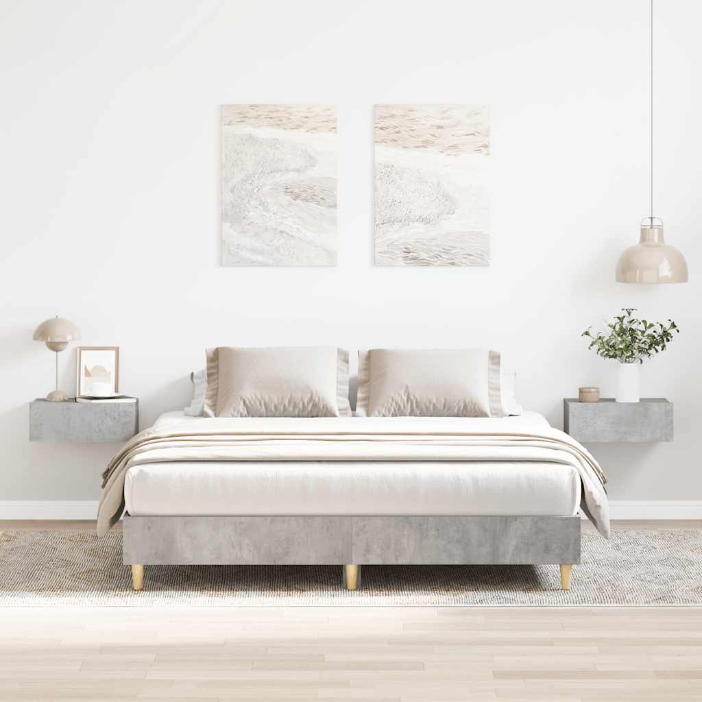 Bedframe Concrete Grey 150x200cm King Size Engineered Wood