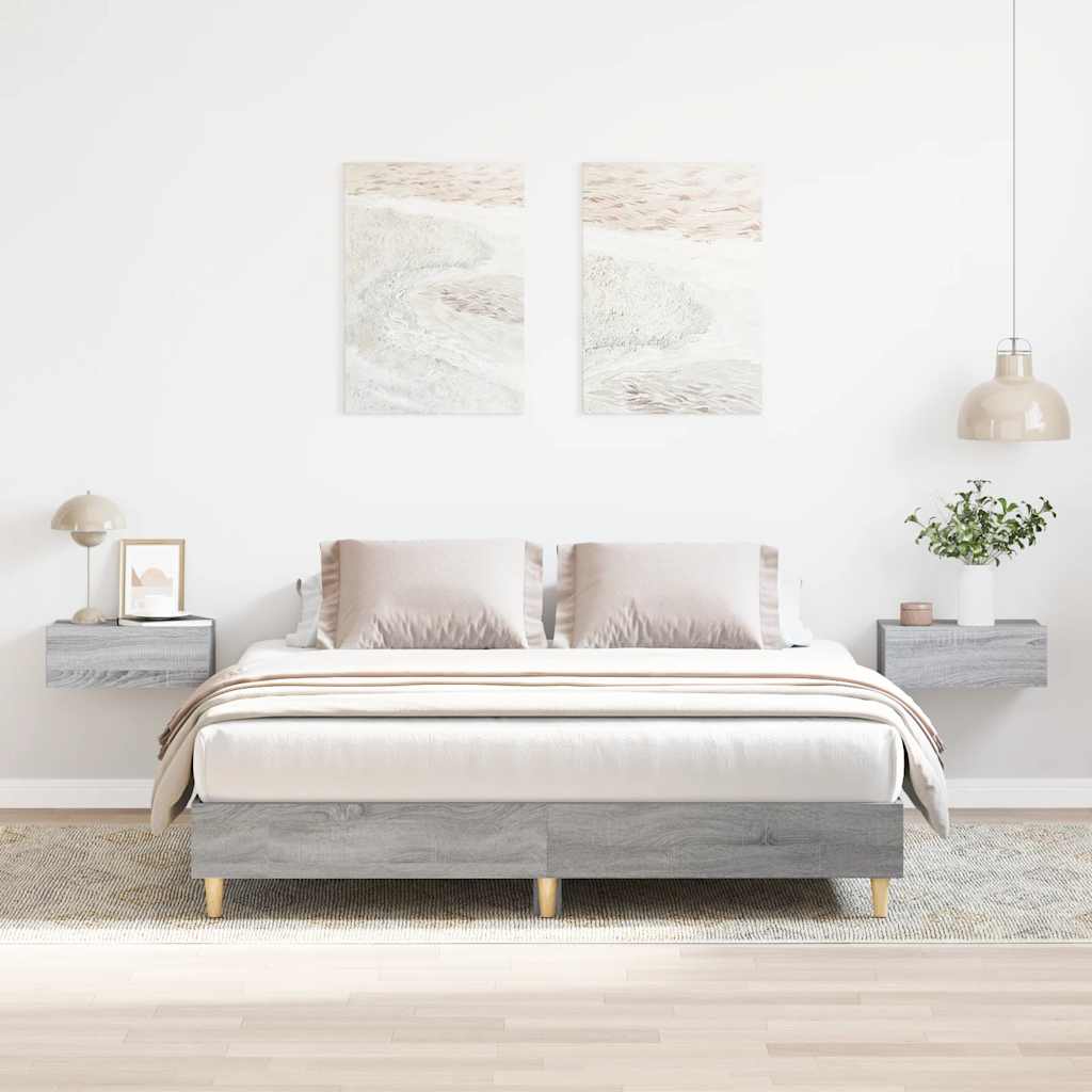 Bedframe Grey Sonoma 140x200cm Engineered Wood