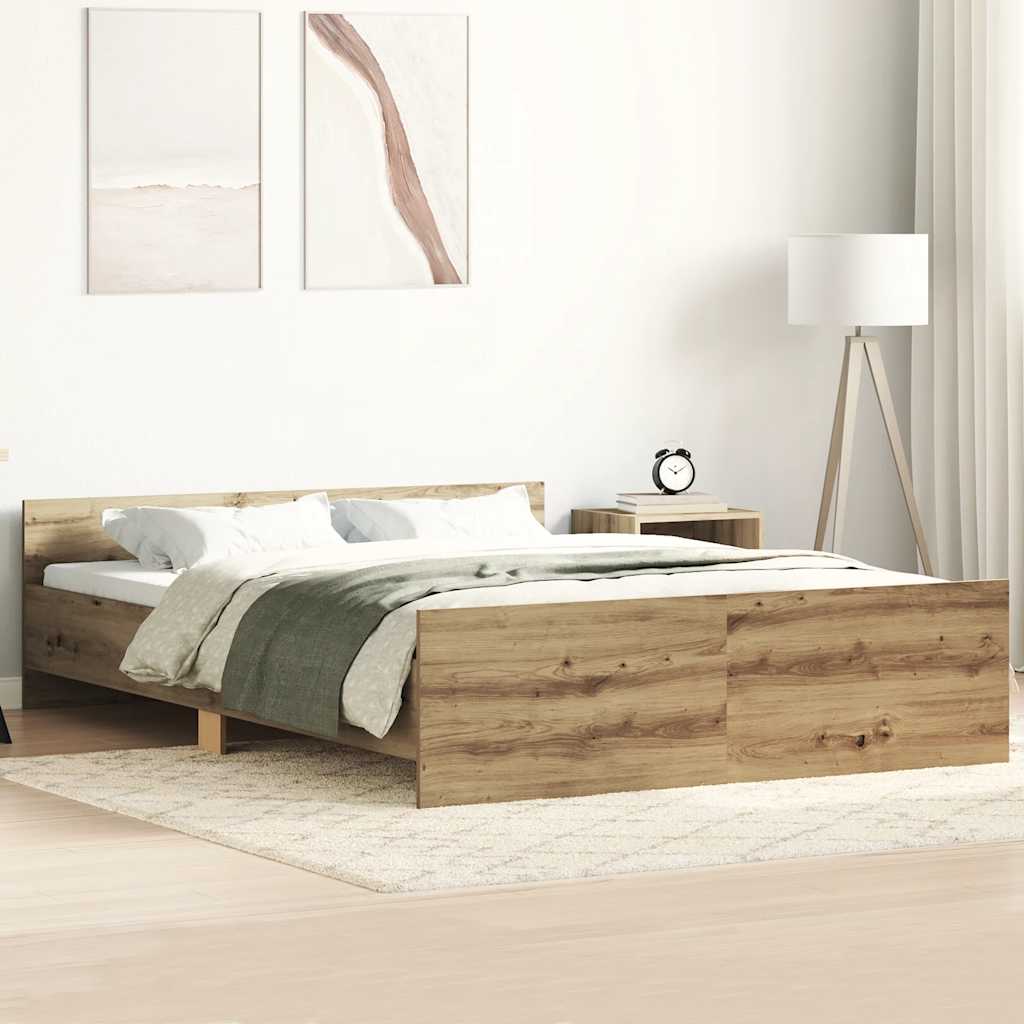 Bedframe Artisan Oak 140x200cm Engineered Wood