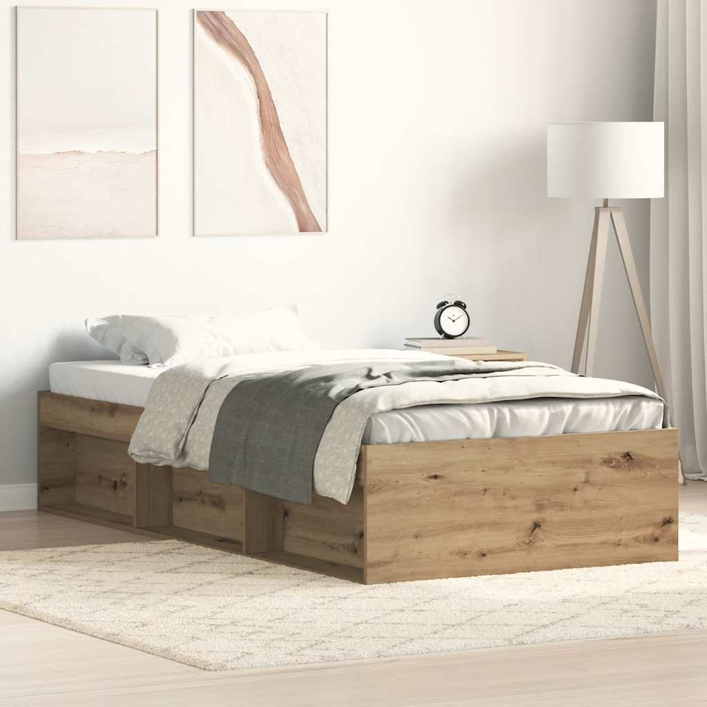 Bedframe Artisan Oak 100x200cm Engineered Wood