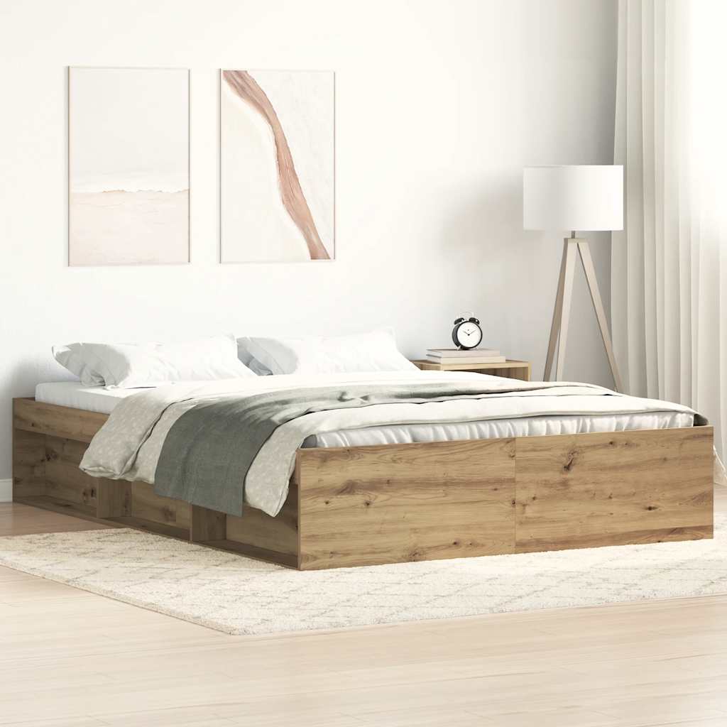 Bedframe Artisan Oak 140x200cm Engineered Wood