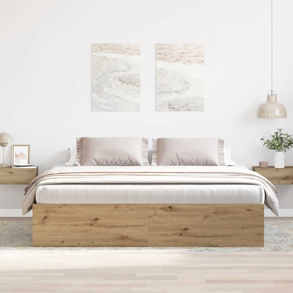Bedframe Artisan Oak 200x200cm Engineered Wood