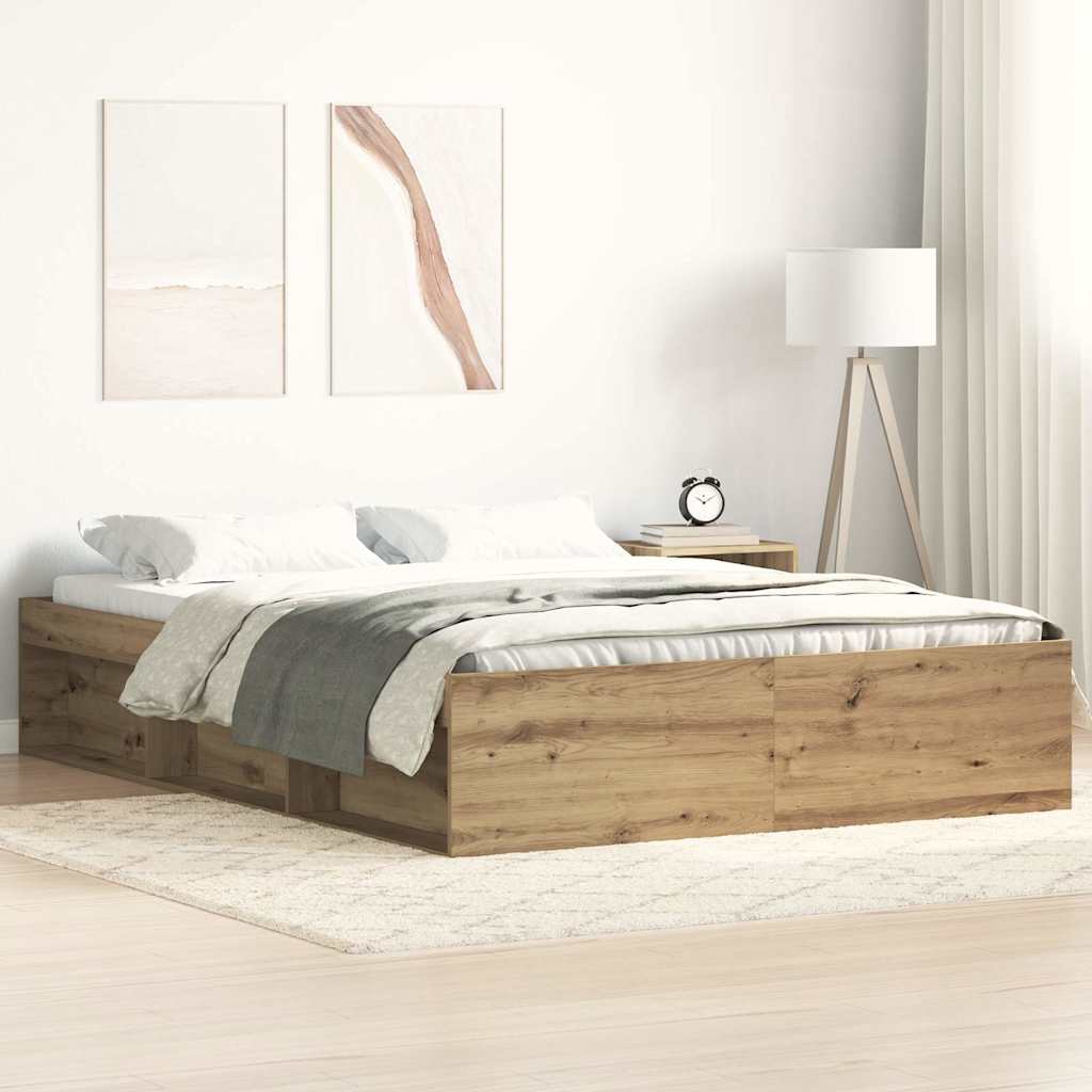Bedframe Artisan Oak 140x190cm Engineered Wood
